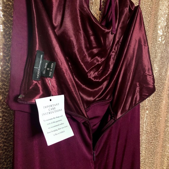 Wine Halter Semi Formal Cocktail Slip Dress - Picture 5 of 8